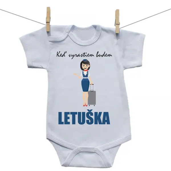 Boodyy Body s krátkym rukávom Keď vyrastiem budem letuška 74 (6-9 mesiacov)