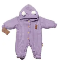 Baby Nellys Pletená kombinéza/overal LUX STAR s kožúškom - dvojvrstvová, fialová