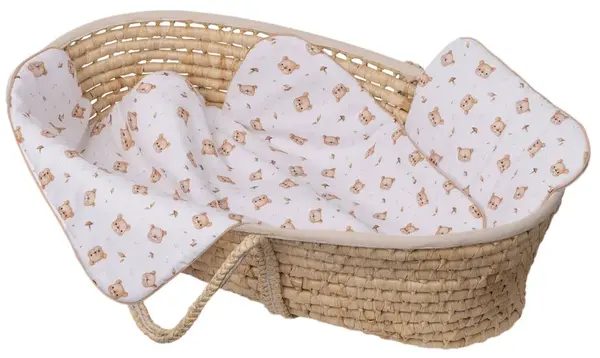 Sada do kočíka, bavlnená 2D sada, Bear, biela/hnedá