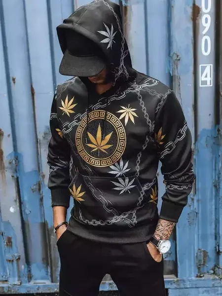 Černá pánská mikina s kapucí a potiskem Dstreet