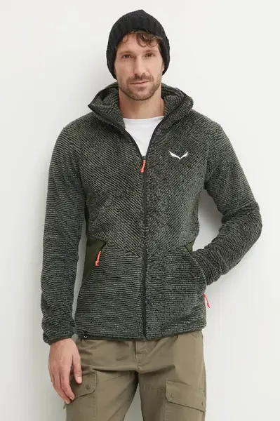 Sportovní mikina Salewa Tognazza zelená barva, s kapucí, 00.0000027918