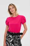 Marisse Fuchsia Blouse With Puffed Sleeves