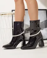 Resti Black lacquered women's high stiletto boots Rassla- Footwear