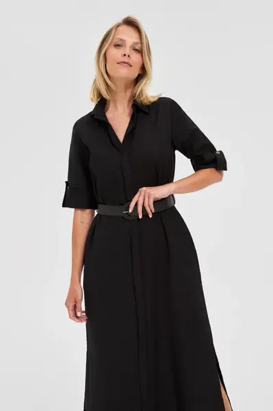 Marisse Black Midi Shirt Dress