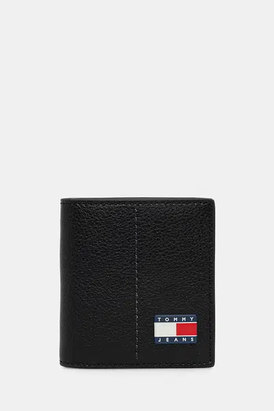Peněženka Tommy Jeans pánská, černá barva, AM0AM13698