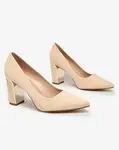 Resti Beige women's eco suede post pumps Afrogosa