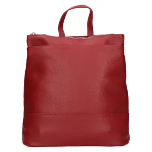 Dámsky kožený batoh Italia Duponte - tmavo červená