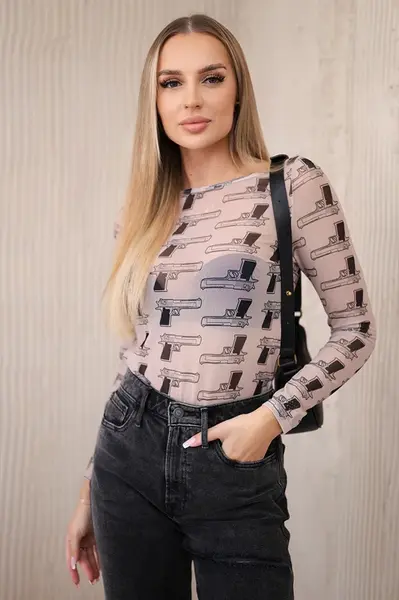 Tělová halenka s pistolemi béžová