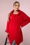 Tunika s psaníčkem vepředu Oversize červená