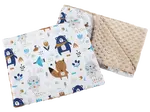 Medi Partners Quilt 55x75 + pillow 35x30 cotton + minky – Animals in the forest + beige minky