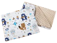 Medi Partners Quilt 55x75 + pillow 35x30 cotton + minky – Animals in the forest + beige minky