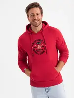 Ombre Men's printed kangaroo sweatshirt - red