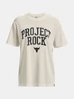 Smetanové dámské oversize tričko Under Armour Project Rock Hwt Campus T