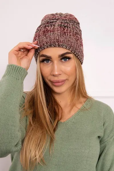 Kesi Fleecová čepice Melisa K241 vínová+béžová