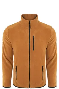 24601 Dewberry 5 Pocket Outdoor Full Zipper Fleece Jacket-CAMEL