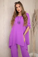 Kesi Włoski Sada halenky + kalhot s přívěskem fialka