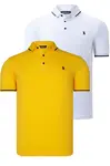 DOUBLE SET T8586 DEWBERRY MEN'S T-SHIRT-WHITE-YELLOW