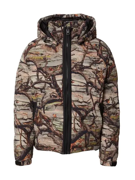 HUGO Zimná bunda 'Bironto'  tmavohnedá / tmavošedá / tmavooranžová / čierna