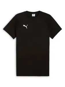 PUMA Funkčné tričko 'TeamEvostripe'  čierna / biela