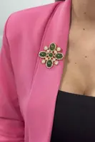 Květinová brož 2 zelená