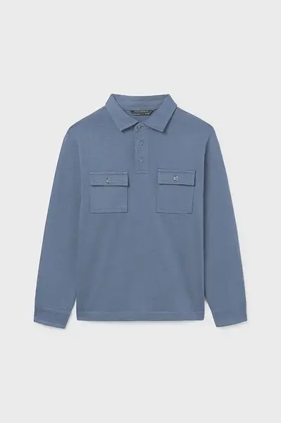 Dětské bavlněné tričko s dlouhým rukávem Mayoral modrá barva, 7103