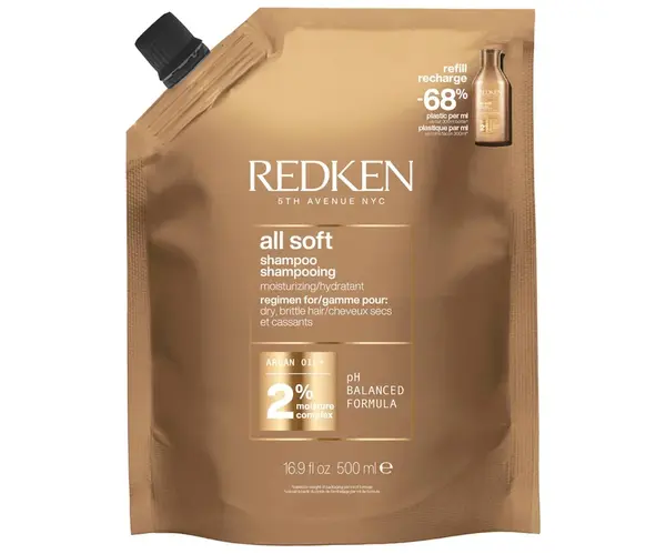 Vyživující šampon pro suché a křehké vlasy Redken All Soft - 500 ml, náhradní náplň + dárek zdarma