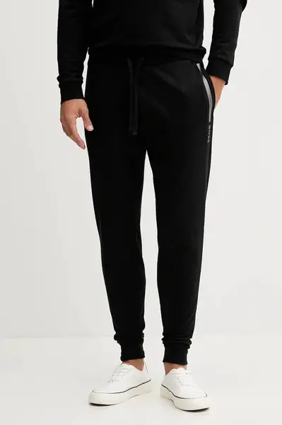 Bavlněné kalhoty BOSS Authentic Pants pánské, šedá barva, s potiskem, 50545565