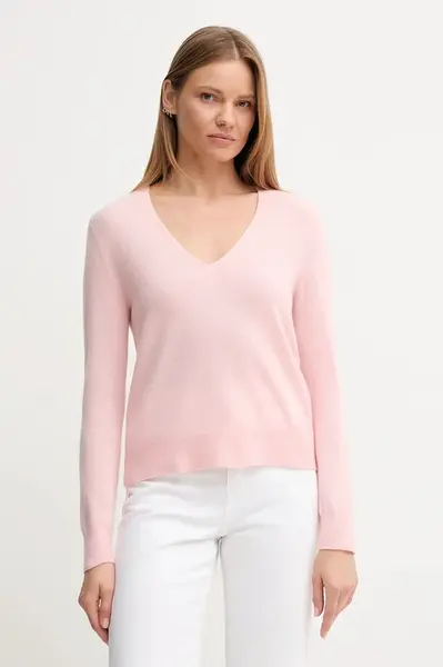 Vlněný svetr United Colors of Benetton dámský, růžová barva, 1002D401Y