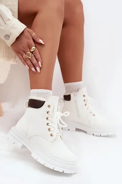 Boto Dámské Zateplené Kozačky Na Zip Bílé Tharika