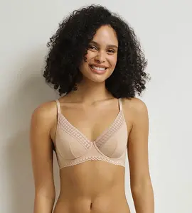 DIM DAILY MICRO FOULARD BRA - Women's lace bra with underwire - nude