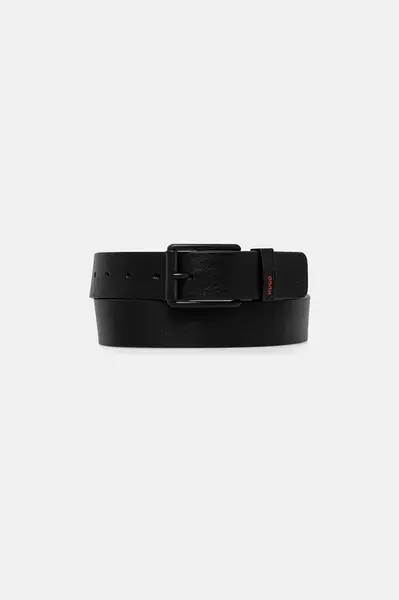 Kožený pásek HUGO pánský, černá barva, 50553992