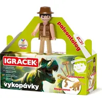 Igráček Paleontológ - figúrka s vykopávkami dinosaurov Tyranosaura a Stegosaura