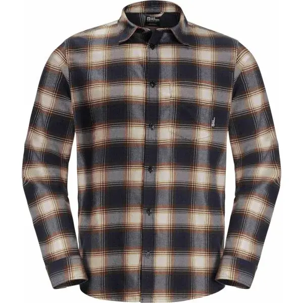 Jack Wolfskin WANDERWEG SHIRT M Pánska outdoorová košeľa, čierna, veľkosť