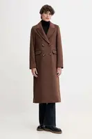 Kabát s příměsí vlny Pepe Jeans hnědá barva, PL4024361