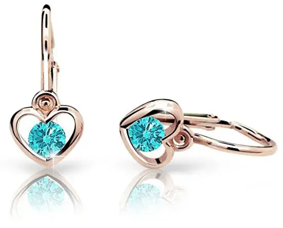 Cutie Jewellery Detské náušnice z ružového zlata C1943-10-X-4 svetlozelená