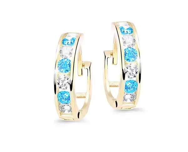 Cutie Jewellery Slušivé detské náušnice zo žltého zlata C3345-80-X-1 svetlo modrá