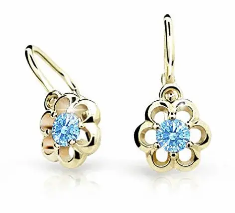 Cutie Jewellery Zlaté detské náušnice C1947-10-X-1 svetlo modrá