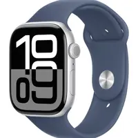 APPLE Watch Series 10 GPS 46mm Silver Aluminium Case with Denim Sport Band - M/L