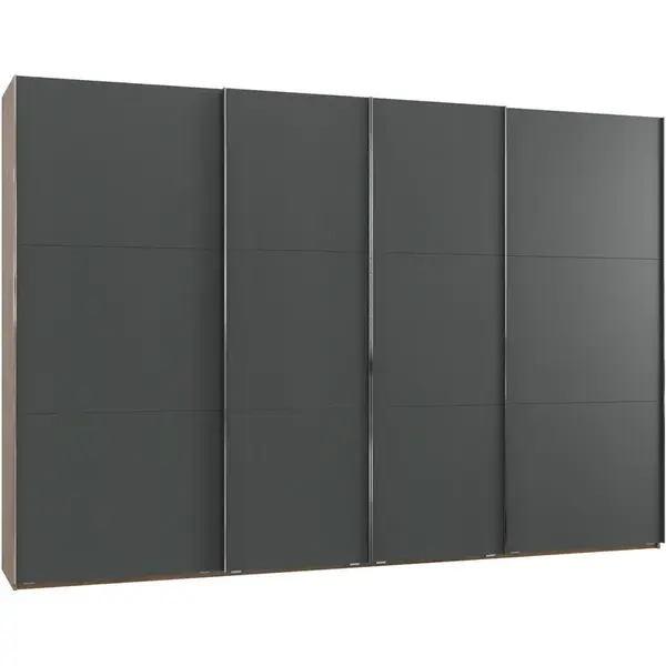 MID.YOU SKŘÍŇ S POSOUVACÍMI DVEŘMI, barvy grafitu, barvy dubu, 350/236/65 cm