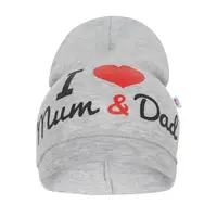 New Baby Dětská čepička  I Love Mum and Dad šedá, vel. 3- 9 m