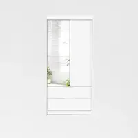 Šatní skříň Majorka Barva korpusu: Bílá, Rozměry: 105 cm, Dveře: Bílá + zrcadlo