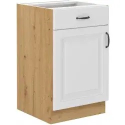 Spodní skříňka Stilo 50 D 1F 1S BB - Premium Box Barva korpusu: Dub artisan, Barva dvířek: Bílá
