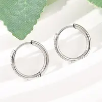 304 Stainless Steel Clear Cubic Zirconia Hoop Earrings