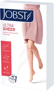 JOBST Ultra Sheer 1 - stehenní punčochy se silikonovým lemem bez špice - běžná délka - černé - velikost IV