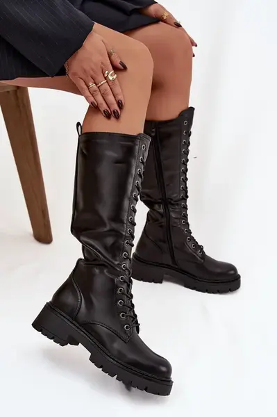 Dámské čokoládové glan kozačky