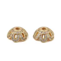 Brass Micro Pave Clear Cubic Zirconia Bead Caps
