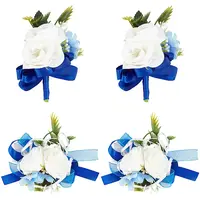 Silk Cloth Wrist Corsage & Flower Boutonniere Brooch