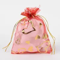Heart Printed Organza Bags