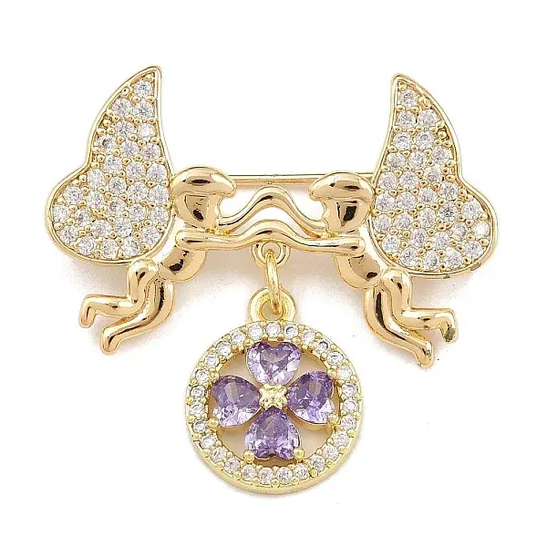 Brass Micro Pave Cubic Zirconia Lapel Pins