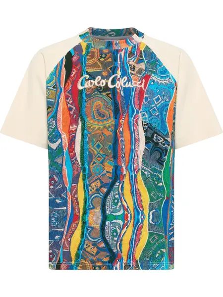 Carlo Colucci Tričko 'Eschfaller'  béžová / modrá / zelená / červená